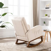 Fauteuil à Bascule design moderne avec dossier haut rembourré - Fauteuil Relax Moderne, Fauteuil rocking-chair, Beige(m-8)