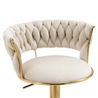 Ensemble de 2 Tabourets de Bar Pivotants à 360° en Velours avec Hauteur Réglable, Blanc(m-8)