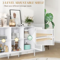 HOMCOM Dulap Modern de Depozitare cu Ușă din Plasă, 4 Compartimente Deschise și Raft Reglabil, 120x37x81.5 cm, Alb(m-5)