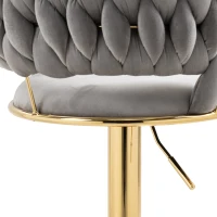 Set di 2 Sgabelli da Bar Girevoli 360° in Velluto con Altezza Regolabile, Design Lussuoso per Cucina e Sala da Pranzo, Grigio(m-6)