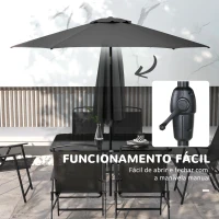 Outsunny Conjunto de Jardim Refeição de 8 Peças com 6 Cadeiras Dobráveis Mesa e Chapéu de Sol Inclinável Preto(m-7)