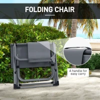 Outsunny Folding Directors Camping Chair, with Side Table - Grey(m-4)
