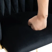 Juego de 2 Sillas de Comedor de Terciopelo con Patas de Metal Color Negro y Dorado(m-10)