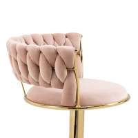 Ensemble de 2 Tabourets de Bar Pivotants à 360° en Velours avec Hauteur Réglable, Rose(m-7)