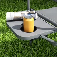 Outsunny Folding Directors Camping Chair, with Side Table - Grey(m-8)