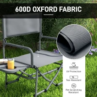 Outsunny Folding Directors Camping Chair, with Side Table - Grey(m-6)
