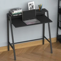 HOMCOM Writing Desk Computer Table Home Office PC Laptop Workstation Storage Shelf Color Black(m-10)