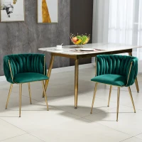 Set di 2 Poltrone da Pranzo in Velluto con Piedi in Metallo Ferro, Colore Smeraldo(m-1)