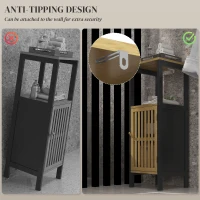 HOMCOM Slim Bathroom Cabinet, Free Standing Bamboo Cupboard with Adjustable Shelf(m-8)