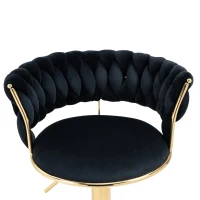 Ensemble de 2 Tabourets de Bar Pivotants à 360° en Velours avec Hauteur Réglable, Noir(m-9)