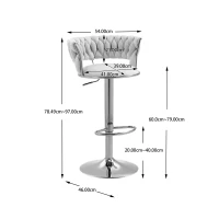 Ensemble de 2 Tabourets de Bar Pivotants à 360° en Velours avec Hauteur Réglable, Noir(m-3)