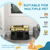 PawHut Foldable Dog Pen with Storage Bag for Indoor/Outdoor Use, Portable Pet playpen, with Ground Stakes - Yellow(m-4)