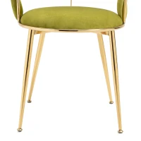 Ensemble de 2 chaises de salle à manger en tissu velours doux, style moderne avec dossier tressé et accoudoirs, Vert(m-9)