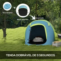 Outsunny Tenda de Campismo para 1-2 Pessoas Impermeável de 2000 mm com Bolsa de Transporte para Pesca 245x148x105 cm Azul(m-4)