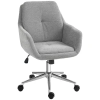 HOMCOM Scaun de Birou, Scaun din Material Textil cu Înălțime Reglabilă, Cotieră, Scaun Pivotant pentru Acasă, 55x66x86-96 cm, Gri(m-10)