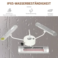 Outsunny Grzejnik, Grzanie podczerwienią, 3 głowice, brak oślepienia, z pilotem, Aluminiowy, 87 x 75 x 22cm(m-6)