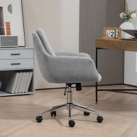 HOMCOM Scaun de Birou, Scaun din Material Textil cu Înălțime Reglabilă, Cotieră, Scaun Pivotant pentru Acasă, 55x66x86-96 cm, Gri(m-7)