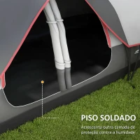 Outsunny Tenda de Campismo Familiar para 4-5 Pessoas Dobrável com 2 Quartos e Bolsa de Transporte Impermeável 450x215x180 cm Cinza(m-6)