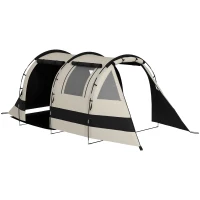 Outsunny Four Man, Two Room Blackout Tent, with Accessories - Khaki(m-1)