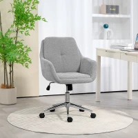 HOMCOM Scaun de Birou, Scaun din Material Textil cu Înălțime Reglabilă, Cotieră, Scaun Pivotant pentru Acasă, 55x66x86-96 cm, Gri(m-2)