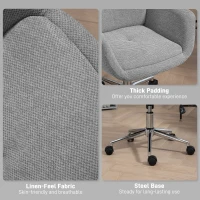 HOMCOM Scaun de Birou, Scaun din Material Textil cu Înălțime Reglabilă, Cotieră, Scaun Pivotant pentru Acasă, 55x66x86-96 cm, Gri(m-6)