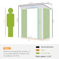 Outsunny 6.5 x 4FT Galvanised Metal Shed with Foundation Kit, Lockable Tool Garden Shed with Double Sliding Doors, Vents, Green(m-5)
