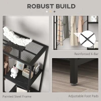 HOMCOM Steel Frame Clothes Storage Rack, with Shelves - Black(m-5)