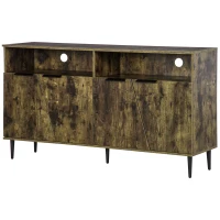 HOMCOM Komoda w Stylu Industrialnym 2 Szafki 2 Regały 147 cm x 40 cm x 83 cm Wiórowa Płyta Brąz(m-1)