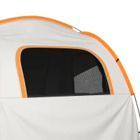 Outsunny Auto-zeil Kampeertent, 3 deuren, weerbestendig, 239cm x 210cm x 210cm, Oranje + Blauw(m-7)