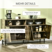 HOMCOM Komoda w Stylu Industrialnym 2 Szafki 2 Regały 147 cm x 40 cm x 83 cm Wiórowa Płyta Brąz(m-7)