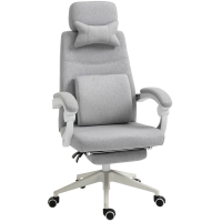 Vinsetto Fauteuil Bureau Lin Gris Dossier Réglable Repose-Pied