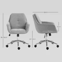 HOMCOM Scaun de Birou, Scaun din Material Textil cu Înălțime Reglabilă, Cotieră, Scaun Pivotant pentru Acasă, 55x66x86-96 cm, Gri(m-3)