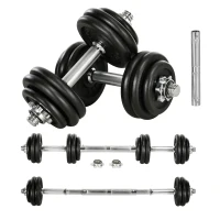 HOMCOM Zestaw sztang 30 kg, długa sztanga i krótka sztanga, 12 talerzyków do sztang, do treningu siłowego, fitness, czarny(m-10)