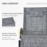 Outsunny sezlong de Gradina Balansoar cu Gravitatie Zero, sezlong Impermeabil cu Tetiera, 155x61x88 cm, Gri(m-4)