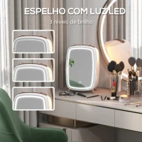 HOMCOM Mini Frigorífico de Cosméticos 6L de 9V com Porta com Espelho e Luz LED Ajustável em 3 Níveis 24,3x19,4x35,6 cm Branco(m-5)