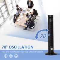 HOMCOM Ventilator Turn cu 4 Moduri și 3 Viteze cu Cronometru 12h, Ventilator de Podea ABS cu Telecomandă, 31,5x31,5x96 cm, Negru(m-5)