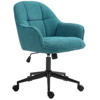 HOMCOM Scaun Home Office, Scaun de Birou Reglabil pe Înălțime cu Roți Pivotante pentru Studiu, Dormitor, 63x66x86-96 cm, Verde închis(m-10)