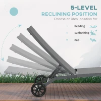 Outsunny Șezlong cu Spătar Rabatabil pe 5 Niveluri, Șezlong de Grădină din Aluminiu și Țesătură Respirabilă, 66x165x102 cm, Albastru(m-4)