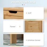 szafka łazienkowa kleankin z bambusa, 1 półka, 2 szuflady, 30 cm x 30 cm x 90 cm; Naturalne drewno(m-6)