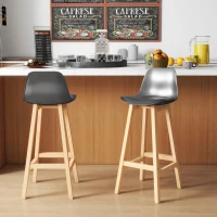 HOMCOM Set de 2 Scaune de Bar, inaltime Bar, Tapitate cu Piele PU(m-6)