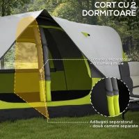 Outsunny Cort de Camping cu 2 Dormitoare pentru 6-8 Persoane(m-5)