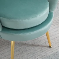 HOMCOM Poltroncina Vintage di Design in Velluto Blu, Poltroncina da Camera con Schienale Alto 76x67x74cm, Verde(m-8)