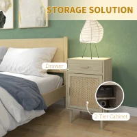 Homcom Set 2 Mese Noptiera/Barata Ratan cu Sertar(m-5)