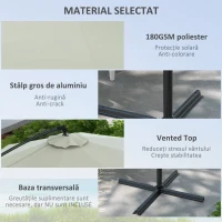 Umbrelă de soare 3 (m) în consolă cu bază transversală Outsunny, Umbrelă de soare cu manivelă, înclinare și 8 nervuri(m-4)