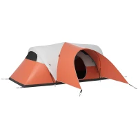 Outsunny Kampeertent voor 5-6 Pers., Familietent, waterdicht, met Voortent, 550L x 300B x 198Hcm, Oranje(m-10)