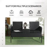 Outsunny Mobilier de Terasa pentru 2 Persoane cu Masa de Ceai(m-7)