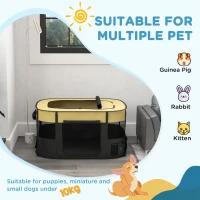 PawHut Foldable Dog Pen with Storage Bag for Indoor/Outdoor Use, Portable Pet playpen, with Ground Stakes - Yellow(m-4)