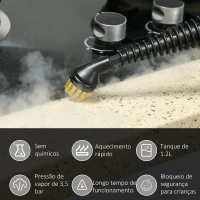 HOMCOM Máquina de Limpeza a Vapor Portátil 3,5 Bares Potência 1500W Depósito 1,5 L Autonomia 25 min com 13 Acessórios 34x25x23,5 cm Vermelho(m-6)