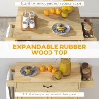 HOMCOM Insula pentru Bucatarie cu Panou Rabatabil, Carucior(m-5)