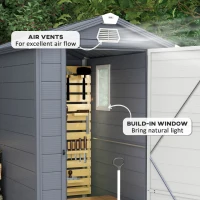 Outsunny IE Located 4 x 6ft Plastic Garden Storage Shed - Foundation Kit Included, Polypropylene Outdoor Storage Tool House with Ventilation Slots and Lockable Door, Grey(m-7)